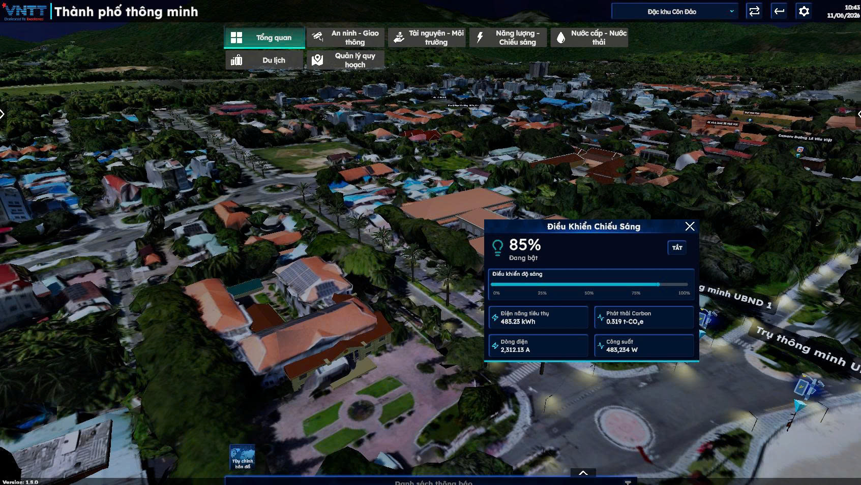 Giao diện quản lý và vận hành trên nền tảng Digital Twin của VNTT. Ảnh: VNTT