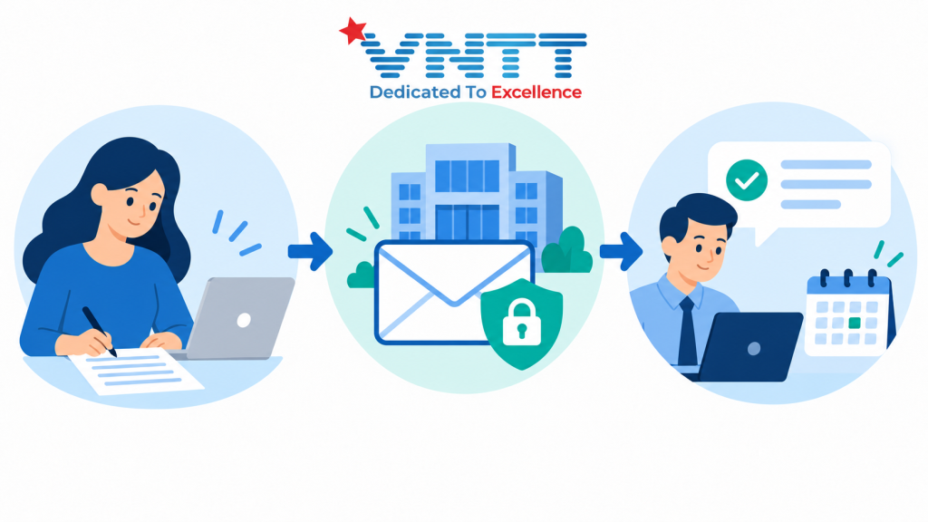 Quy trình ba bước gửi yêu cầu về dữ liệu cá nhân đến VNTT.