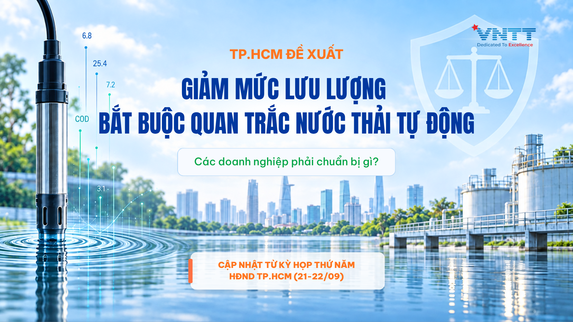 Đề xuất giảm ngưỡng quan trắc nước thải tự động tại TP.HCM 2026. Ảnh: VNTT
